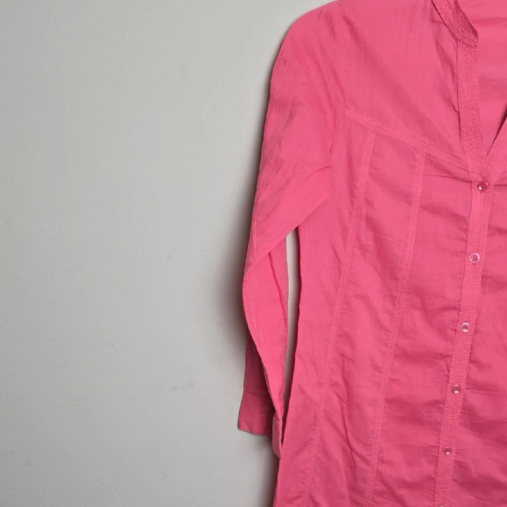 Women Zara Pink Button-Up Tunic Top - Picture 14 of 15